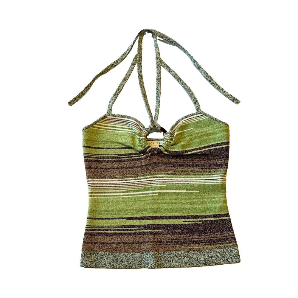Veronica Beard Velza Knit Strappy Halter Tank Top Ring Y2K Style  - Women's XS